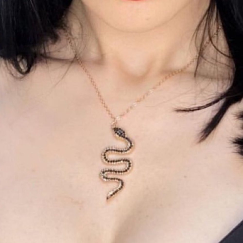 Black gold snake necklace pendant